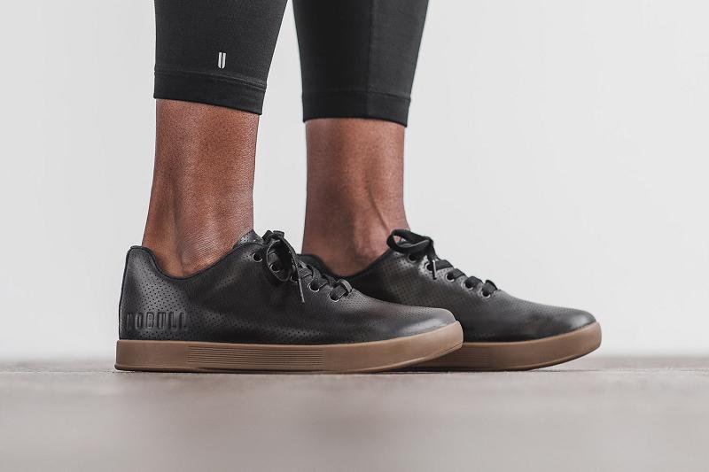 Black Nobull Gum Leather Women's Trainers | CA C2004T